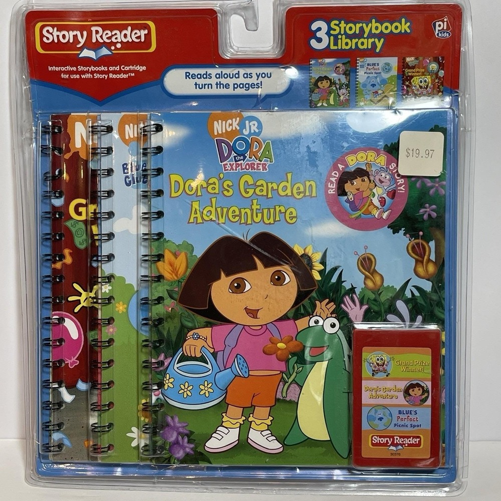 NEW Story Reader 3 Book Library & Cartridge Dora Blues Clues SpongeBob SEALED